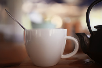 tea service in the cafe, a cup of tea