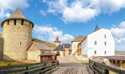 Courtyard view of the Khotyn fortress from main entrance, Ukraine