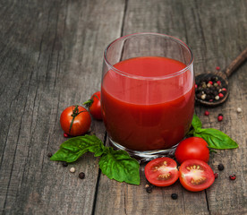 Glass with tomato juice