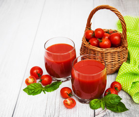 Glasses with tomato juice