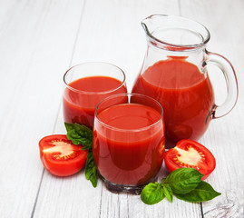 Glasses with tomato juice