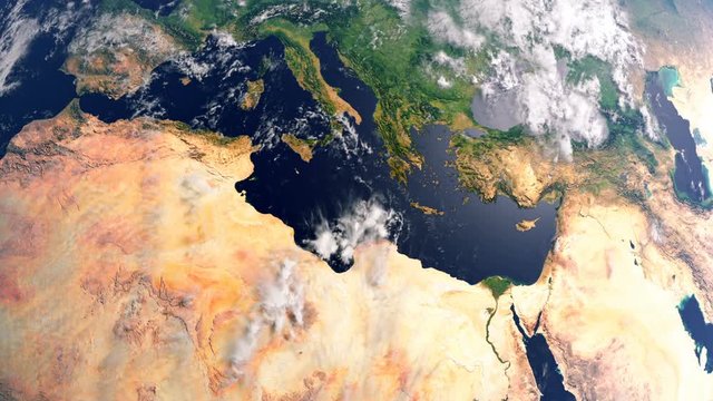 Greece Map With Borders, View From Space, Earth Globe