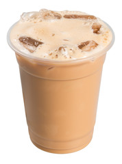 Iced tea or coffee with milk on a background.