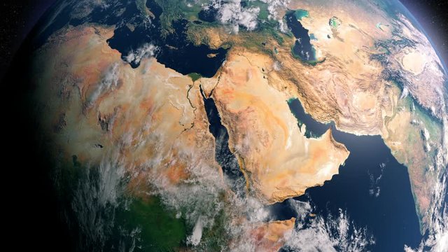 Saudi Arabia Map With Borders, View From Space, Earth Globe
