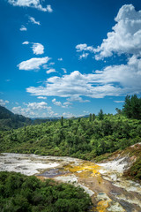 Obraz premium Orakei Korako Geothermal Park & Cave, geysers in New Zealand - Orakei Korako boasts the most active geysers of any geothermal park in New Zealand.