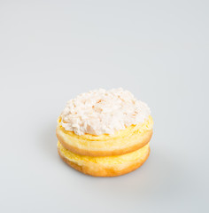 burger or donut tuna burger on a background.