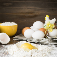  Products for cooking Easter cake Easter cake, dark background.