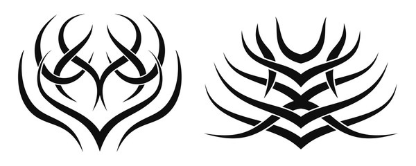 Set of two vector desings. Tattoo tribal patterns.
