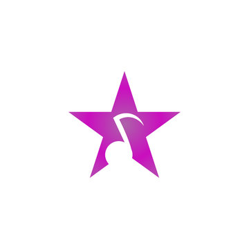 Star note music logo and icon design template