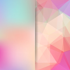 Abstract mosaic background. Blur background. Triangle geometric background. Design elements. Vector illustration. Pink, beige colors.