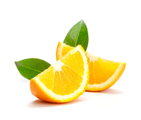 Orange fruit slice isolated on white background. Orange freshly on a white background.