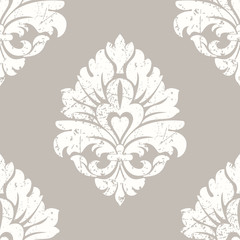 Vector grunge damask seamless pattern element. Classical luxury old fashioned damask ornament, royal victorian seamless texture for wallpapers, textile, wrapping. Exquisite floral baroque template.