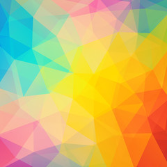 Polygonal vector background. Can be used in cover design, book design, website background. Vector illustration. Red, yellow, blue, orange colors.