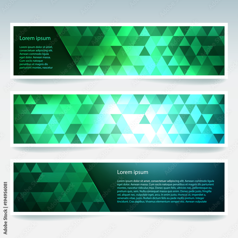 Poster abstract banner with business design templates. set of banners with polygonal mosaic backgrounds. ge