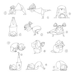 illustration of kids doing yoga