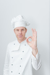 Male chef on white background