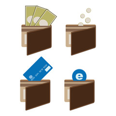Wallet with Money and Card Payment Isolated Vector