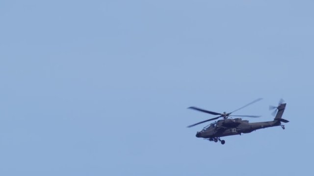 Apache helicopter slow motion blue sky