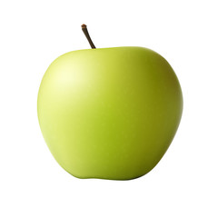 Green apple isolated on white background. Ripe fruit.