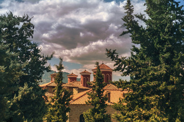 The  Meteora Monastery of St. Stephen in Trikala region. Greece