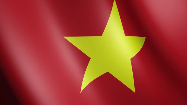 Flag of Vietnam with fabric texture, seamless loop