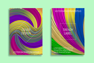 Holographic cover template. Trendy labels for packaging. Beautiful colorful brochure backgrounds.