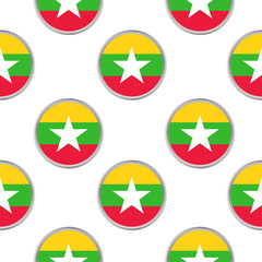 Seamless pattern from the circles with flag of Myanmar.