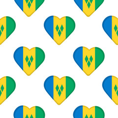 Seamless pattern from the hearts with flag of Saint Vincent and the Grenadines.