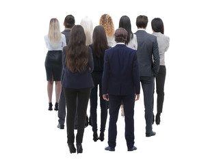 Back view group of business people. Rear view. Isolated over white background.