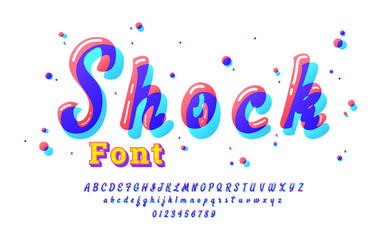 Stylish stylized alphabet with distortion effect. Isolated colorful letters with interference on white background. Vector illustration