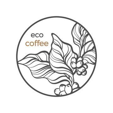 Coffee branch logo with leaf and bean