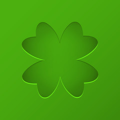 St Patrick's Day Vector background with Clover. Lucky spring symbol. Trendy paper cut style. 