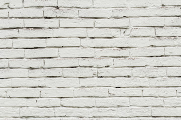 Front view of brick wall painted in white color