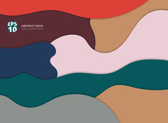 Abstract paper cut wave multicolor with shadow background copy space.