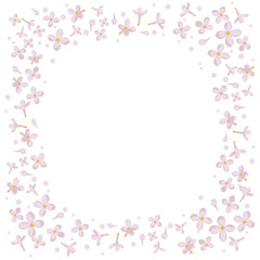 Floral background. White flowers. Vortex. Petals. Small. Border. Frame. Spring. Summer.