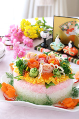 ひな祭り　ケーキ寿司