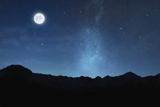 Beautiful view of moonlight with shiny stars in the sky