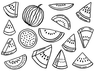 hand drawn set of watermelon