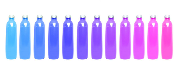 Isolated Colorful cold color Plastic bottle mock up for advertisement