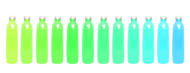 Isolated Colorful mid-warm to mid-cold color Plastic bottle mock up for advertisement