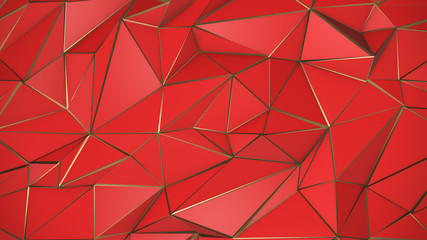 Red and gold abstract low poly triangle background