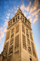 The Giralda, bell tower of the Cathedral of Seville in Seville, Andalusia, Spain