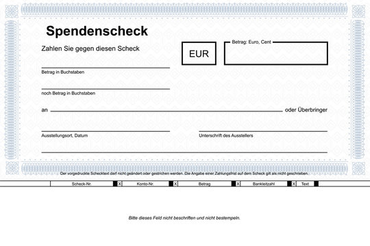 Spendenscheck Ornament - blau