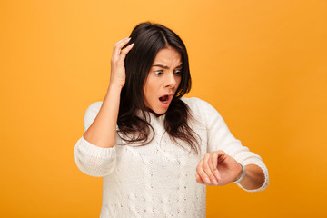 Portrait of a shocked young woman