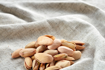 Peanut shells food background, close-up, shallow depth of field, macro.
