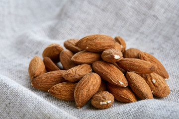 Peanut shells food background, close-up, shallow depth of field, macro.