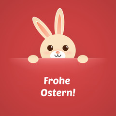 Osterhase mit Schriftzug in rot