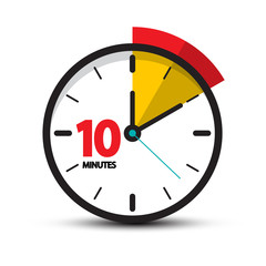 10 Minutes Clock Face. Vector Ten Minute Icon.