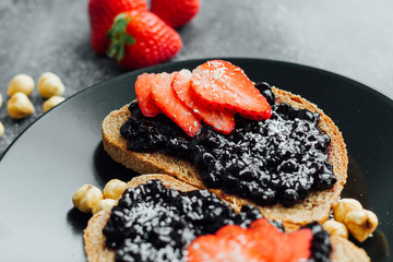 blueberry jam on bread