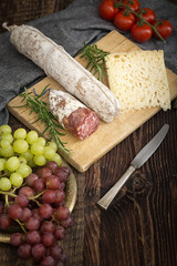 High quality cheese with salame.